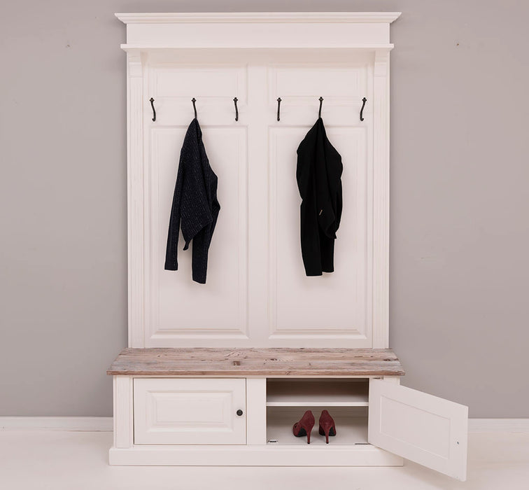 Garderobe aus Massivholz mit 6 Haken und 2 Staufächern - Holzkontrast