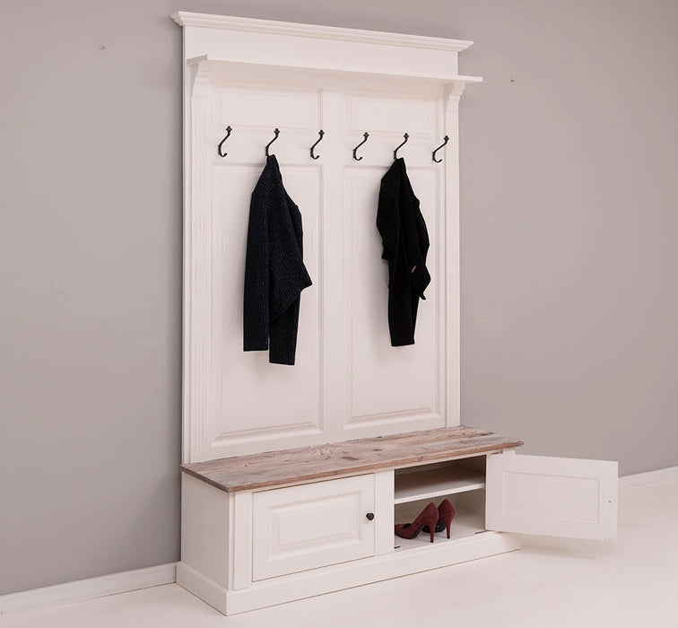 Garderobe aus Massivholz mit 6 Haken und 2 Staufächern - Holzkontrast