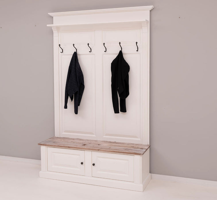Garderobe aus Massivholz mit 6 Haken und 2 Staufächern - Holzkontrast