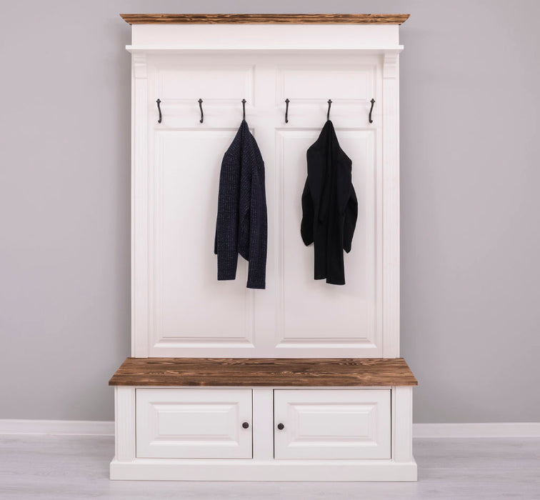 Garderobe aus Massivholz mit 6 Haken und 2 Staufächern - Holzkontrast