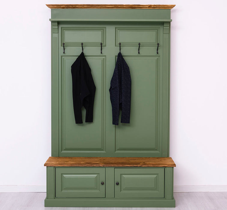 Garderobe aus Massivholz mit 6 Haken und 2 Staufächern - Holzkontrast