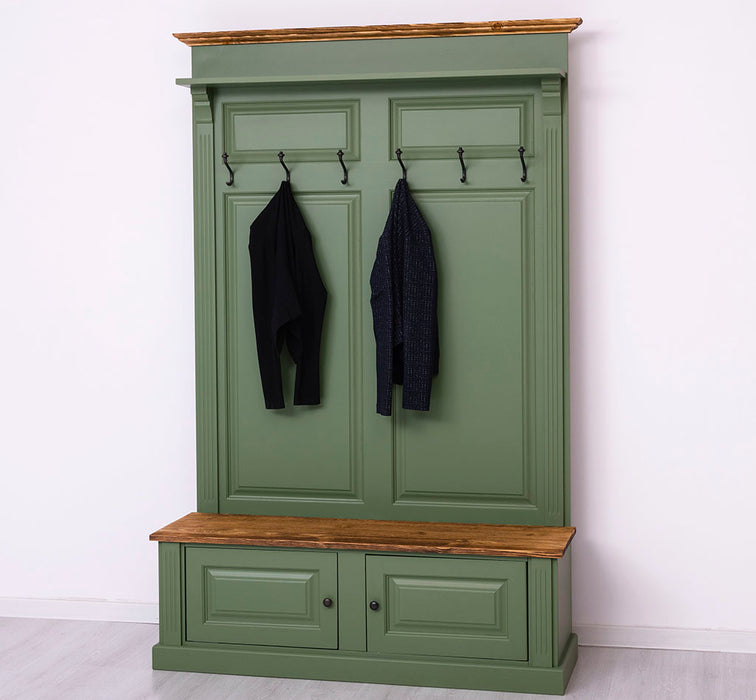 Garderobe aus Massivholz mit 6 Haken und 2 Staufächern - Holzkontrast
