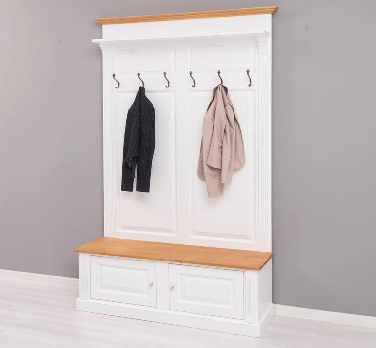 Garderobe aus Massivholz mit 6 Haken und 2 Staufächern - Holzkontrast