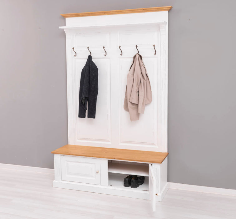 Garderobe aus Massivholz mit 6 Haken und 2 Staufächern - Holzkontrast