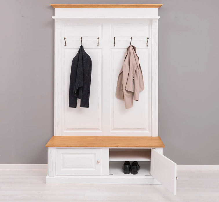Garderobe aus Massivholz mit 6 Haken und 2 Staufächern - Holzkontrast