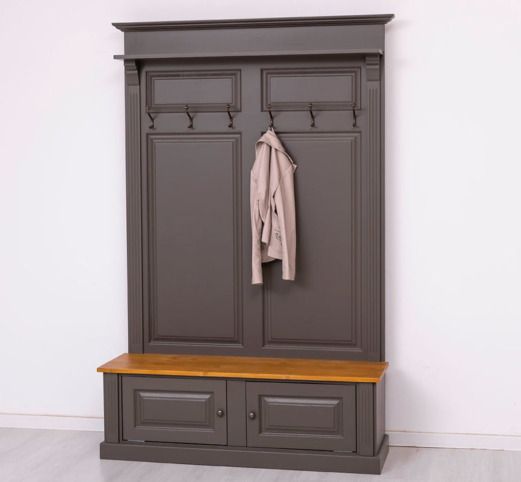 Garderobe aus Massivholz mit 6 Haken und 2 Staufächern - Holzkontrast