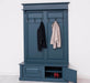 Garderobe aus Massivholz mit 6 Haken und 2 Staufächern unifarben -