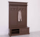 Garderobe aus Massivholz mit 6 Haken und 2 Staufächern unifarben -