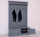 Garderobe aus Massivholz mit 6 Haken und 2 Staufächern unifarben -