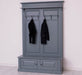 Garderobe aus Massivholz mit 6 Haken und 2 Staufächern unifarben -