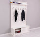 Garderobe aus Massivholz mit 6 Haken und 2 Staufächern unifarben -