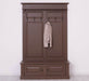 Garderobe aus Massivholz mit 6 Haken und 2 Staufächern unifarben -