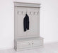 Garderobe aus Massivholz mit 6 Haken und 2 Staufächern unifarben -