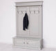 Garderobe aus Massivholz mit 6 Haken und 2 Staufächern unifarben -
