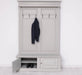 Garderobe aus Massivholz mit 6 Haken und 2 Staufächern unifarben -