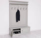 Garderobe aus Massivholz mit 6 Haken und 2 Staufächern unifarben -