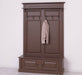 Garderobe aus Massivholz mit 6 Haken und 2 Staufächern unifarben -