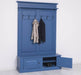 Garderobe aus Massivholz mit 6 Haken und 2 Staufächern unifarben -