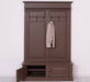 Garderobe aus Massivholz mit 6 Haken und 2 Staufächern unifarben -