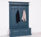 Garderobe aus Massivholz mit 6 Haken und 2 Staufächern unifarben -