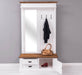Garderobe aus Massivholz mit Spiegel und Staufächern -