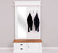 Garderobe aus Massivholz mit Spiegel und Staufächern -