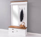 Garderobe aus Massivholz mit Spiegel und Staufächern -