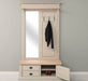 Garderobe aus Massivholz mit Spiegel und Staufächern -