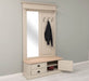 Garderobe aus Massivholz mit Spiegel und Staufächern -