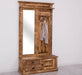Garderobe aus Massivholz mit Spiegel und Staufächern -