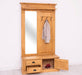 Garderobe aus Massivholz mit Spiegel und Staufächern -