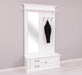 Garderobe aus Massivholz mit Spiegel und Staufächern -