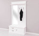 Garderobe aus Massivholz mit Spiegel und Staufächern -