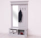 Garderobe aus Massivholz mit Spiegel und Staufächern -
