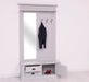 Garderobe aus Massivholz mit Spiegel und Staufächern -
