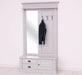Garderobe aus Massivholz mit Spiegel und Staufächern -