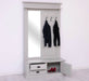 Garderobe aus Massivholz mit Spiegel und Staufächern -