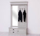 Garderobe aus Massivholz mit Spiegel und Staufächern -