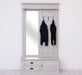 Garderobe aus Massivholz mit Spiegel und Staufächern -