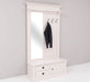 Garderobe aus Massivholz mit Spiegel und Staufächern -