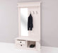 Garderobe aus Massivholz mit Spiegel und Staufächern -