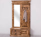 Garderobe aus Massivholz mit Spiegel und Staufächern -