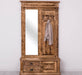 Garderobe aus Massivholz mit Spiegel und Staufächern -