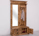 Garderobe aus Massivholz mit Spiegel und Staufächern -
