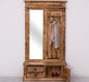 Garderobe aus Massivholz mit Spiegel und Staufächern -