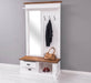 Garderobe aus Massivholz mit Spiegel und Staufächern -