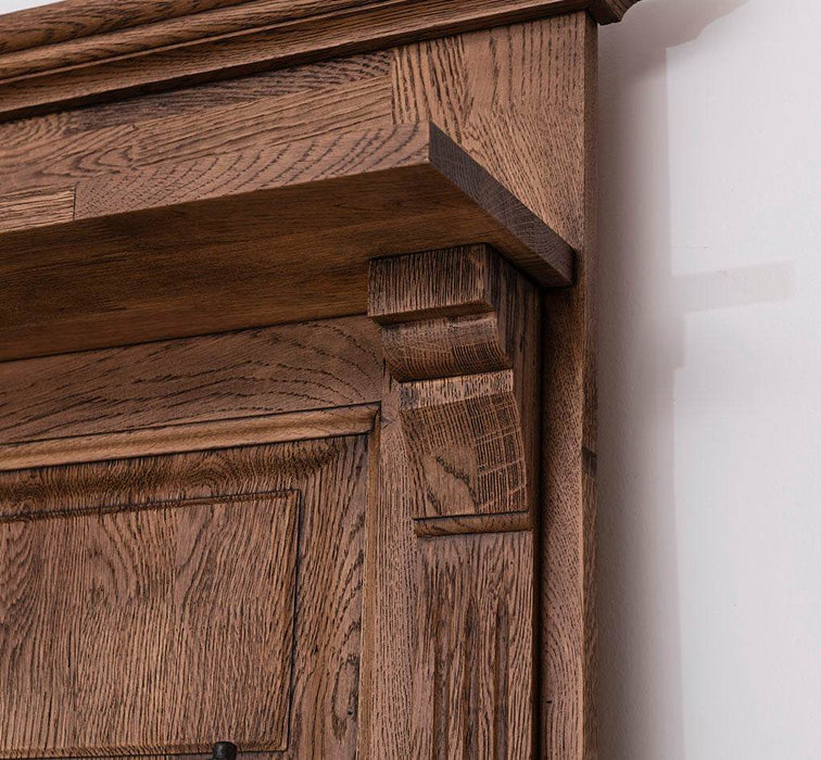 Garderobe aus massiver Eiche mit 6 Haken und 2 Staufächern - Geflammt und gebürstet