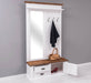 Garderobe aus Massivholz mit Spiegel und Staufächern -