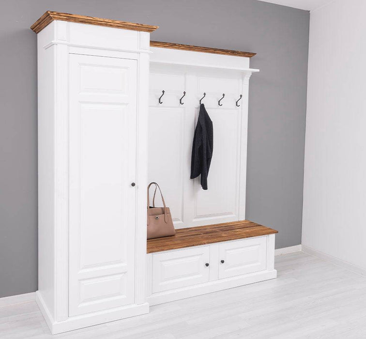 Große Garderoben-Schrank-Kombination aus Massivholz