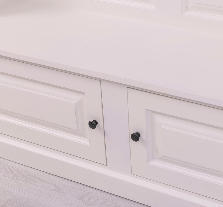 ansicht detail tueren gerahmte Garderobe mit ablagen 6 haken weiß